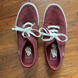 Vans Maroon Canvas Shoes w/ White Accents - Great Condition - Men 7.5 / Women 8